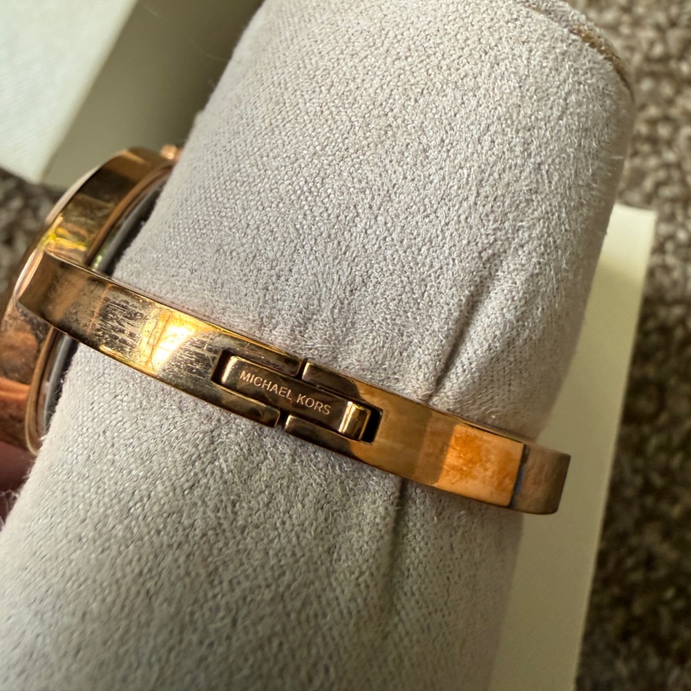 Michael Kors Rose Gold Crystal MK Bangle Watch - Picture 5 of 7